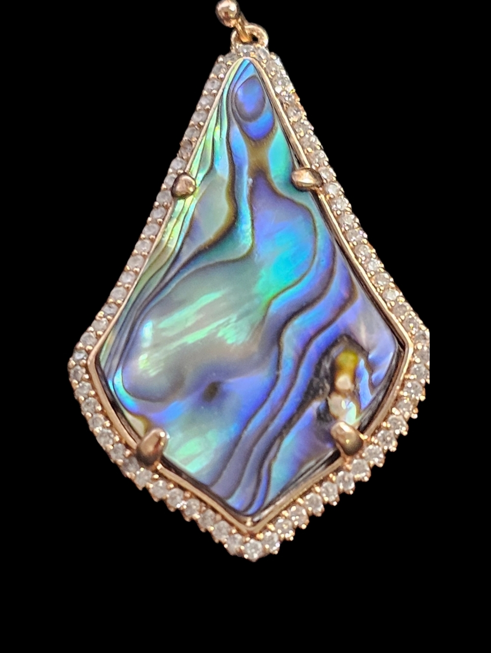 Kendra Scott Abalone Shell Statement Drop Earrings Iridescent Gold Tone NWOT - Picture 3 of 5